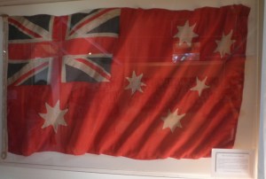 Australian Ensign flag donated to the Coo-ees at Woodford, now on display at the Coo-ee Heritage Centre, Gilgandra (Photograph: H. Thompson)