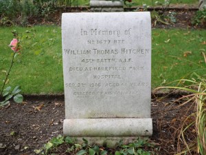 Bill Hitchen's headstone, Harefield (St. Mary) Churchyard (Photograph: S & H Thompson, 17/8/2014)
