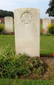 Edward Joseph McGarry's headstone at Heilly Station Cemetery, France. His name is on the bottom of the headstone (Photograph: H. Thompson, 4/9/2014)