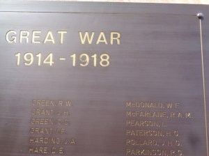 'MCDONALD W E' name on Dubbo War Memorial Roll of Honour (Photograph: H. Thompson, 25/4/2015)