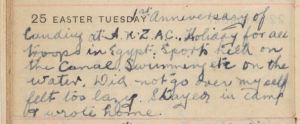 W. H. Saunders diary entry 25/4/1916 (Image part of the State Library of NSW collection)