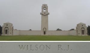 Private Wilson's name on the Villers-Bretonneux Memorial, France (Photograph: S. & H. Thompson 7/9/2014)