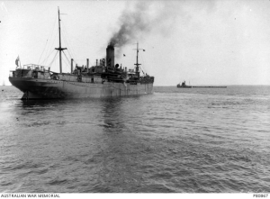 HMAT A17 Port Lincoln on a later voyage. Part of the Australian War Memorial collection. PB0867.